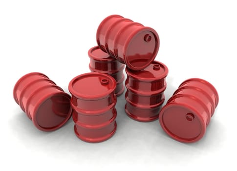 a 3d illustration of some red barrels