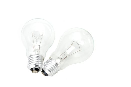 two conventional light bulbs on white background