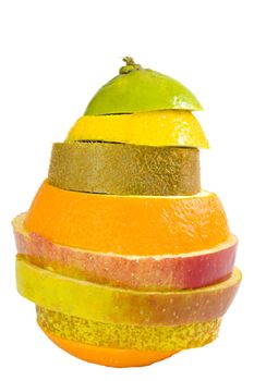 a new fruit composed of kiwi, orange, apple, lime and lemon slices