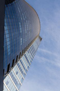 Business glass skyscraper building in perspective view