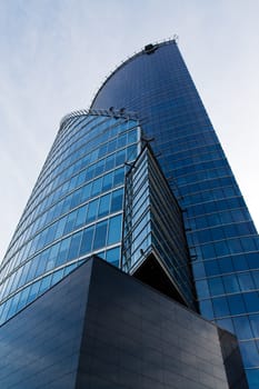 Business glass skyscraper building in perspective view