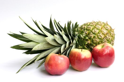 apples, and, ananas, isolated on white background 