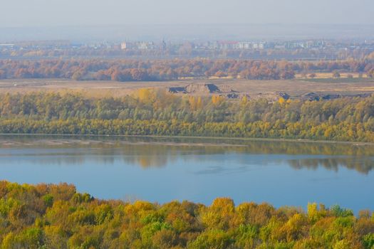 Panoramic view on the river Belaya, Ufa, Bashkortostan