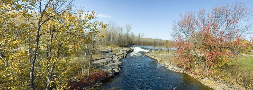 Beautiful landscape with mountains river and forest