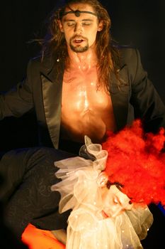 Stage from performance "Dream in summer night". Russian actor Dmitry Bozin