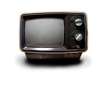 An old retro TV isolated on white with drop shadow with clipping path