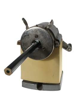  Old manual typewriter machine for sharpening of pencils. With clipping puth.