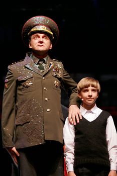 Performance "Transition" of director Vladimir Pankovaju. In a picture Andrey Zavodjuk and Alexander Negodajlov. Russia, Moscow. 2007