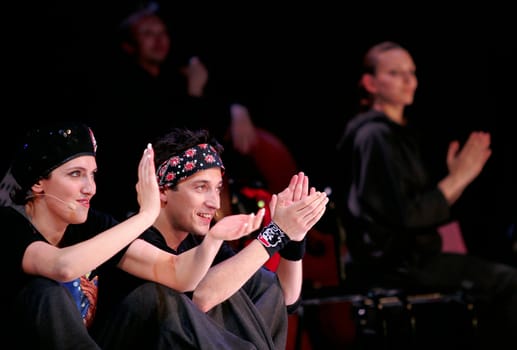 Performance "Transition" of director Vladimir Pankovaju. In a picture: Olga Berger and Sergey Shevchenko. Russia. Moscow. 2007