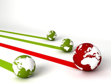 three dimensional display of profit and loss globes


