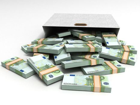 euro currencies with grey packet, three dimensional