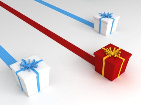 gifts with ribbon, three dimensional