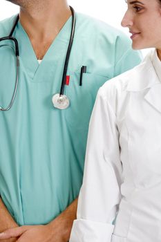 medical professionals looking side on an isolated white background