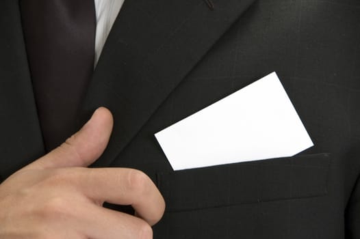 businessman with his visiting card, close up view