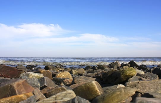 Gravel coast in Colonia del Sacramento, Uruguay, South america.