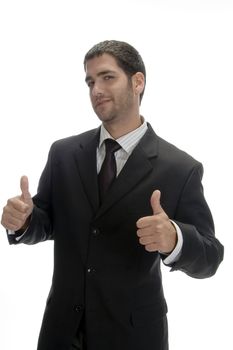 businessman wishing good luck on an isolated background