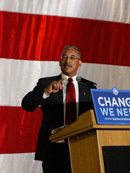 U.S. Rep. Bobby Scott (D) VA speaks at a Barack Obama for President rally.  Virginia Commonwealth University, Richmond, VA October 12, 2008.