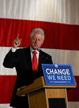 Former U.S. President Bill Clinton speaks at a Barack Obama for President rally.  Virginia Commonwealth University, Richmond, VA October 12, 2008.