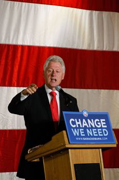 Former U.S. President Bill Clinton speaks at a Barack Obama for President rally.  Virginia Commonwealth University, Richmond, VA October 12, 2008.