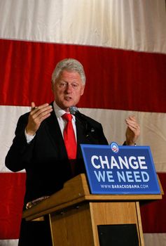 Former U.S. President Bill Clinton speaks at a Barack Obama for President rally.  Virginia Commonwealth University, Richmond, VA October 12, 2008.