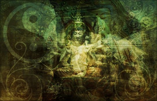 China Abstract Art Buddha as a Background