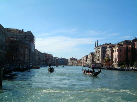 Gondolas on the Grand Canal, Venice