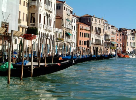 Gondola ststion on the Grand Canal, Venice, Italy