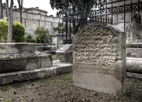 Details in HDR of a 19th century graveyard in Malta