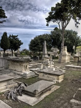 Details in HDR of a 19th century graveyard in Malta