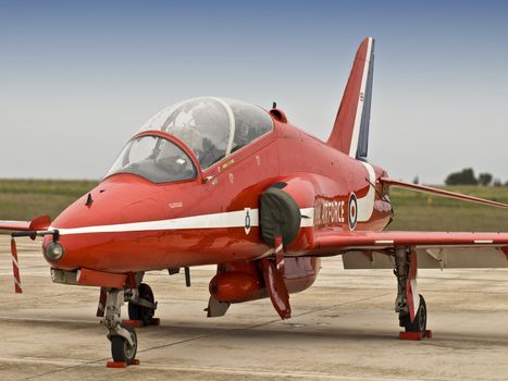 MALTA - SEPTEMBER 27 2008 - Malta International Airshow - RAF Red Arrows Aerobatic Team Harriers on display