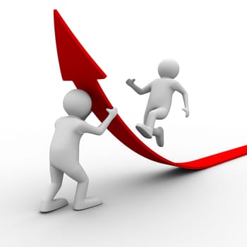man climb red arrow. Isolated 3D image
