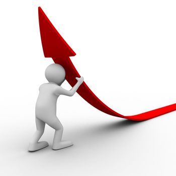 man climb red arrow. Isolated 3D image