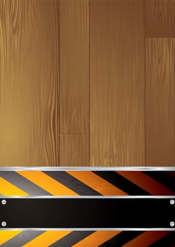 Warning background with copyspace and wood grain effect