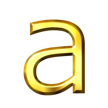 3d golden letter a isolated in white