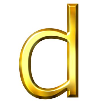 3d golden letter d isolated in white