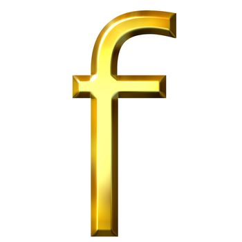 3d golden letter f isolated in white