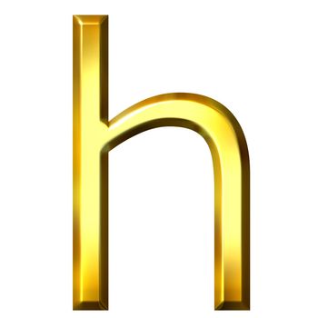 3d golden letter h isolated in white