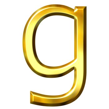 3d golden letter g isolated in white