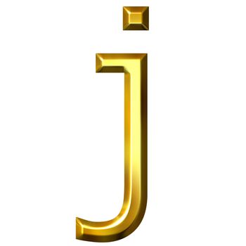 3d golden letter j isolated in white