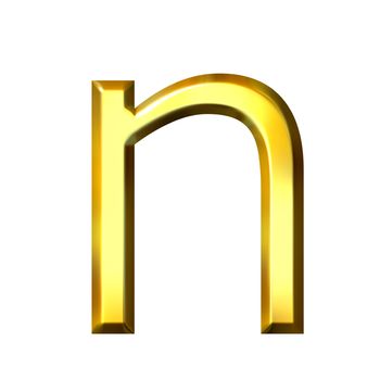 3d golden letter n isolated in white
