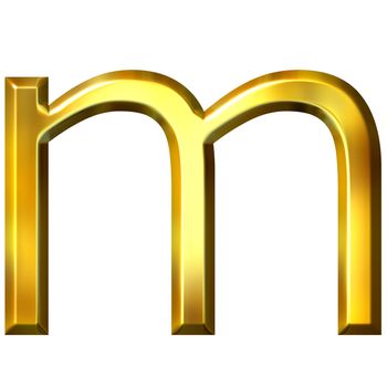 3d golden letter m isolated in white