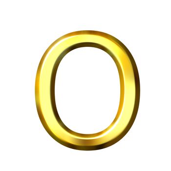 3d golden letter o isolated in white