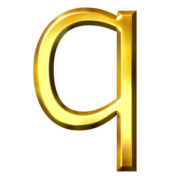 3d golden letter q isolated in white