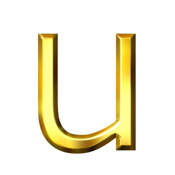 3d golden letter u isolated in white