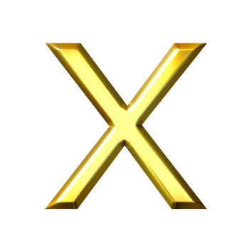 3d golden letter x isolated in white