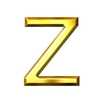 3d golden letter z isolated in white