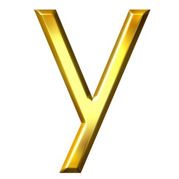 3d golden letter y isolated in white