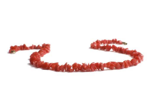 Coral necklace isolated on white background