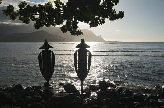 Sunset Over Hanalei Bay, Kauai, Hawaii