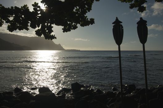 Sunset Over Hanalei Bay, Kauai, Hawaii